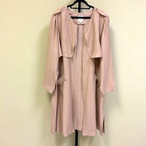 Sejour plus size, tan, trench coat style, long jacket.